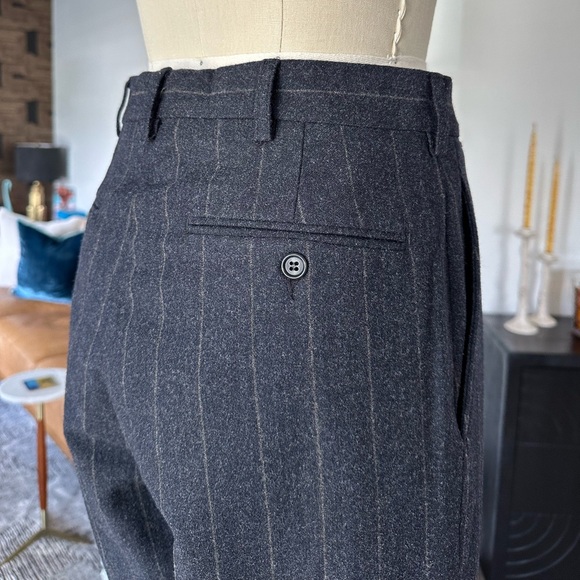 Vintage 90’s DKNY Pinstriped Wool High Waist Straight Leg Trousers - Picture 14 of 16